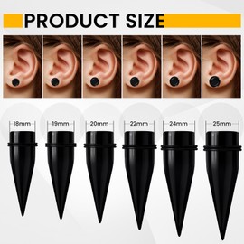 Bishilin 2PCS Acrylic Tunnels for Ears, Tunnels for Ears 3/4 Black 19MM Ear Stretcher Earrings Cone Shape