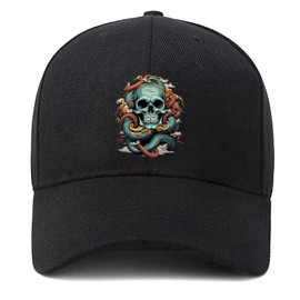 Gorro de béisbol clásico de moda, gorra de béisbol ajustable, Snake Skull, Talla única