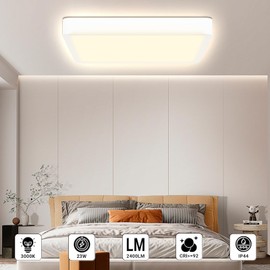 LQWELL® Ceiling Light LED Ceiling Light, IP44 Waterproof Bathroom Lamp Square Flat 23 W 3000 K 2400 LM Modern Simple Lamp Thin for Living Room Bathroom Bedroom Kitchen Balcony Cellar Office 300 x 25
