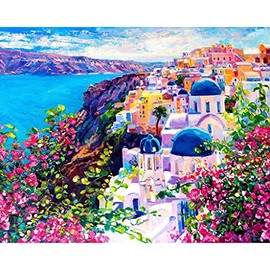 Santorini Seascape - Paint by Number Kit - 16"x20" (40x50cm) - DIY Acrylic Painting Home Décor