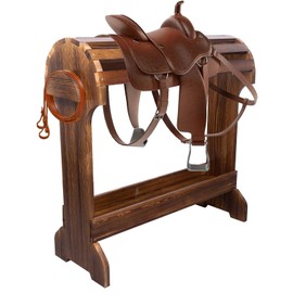 DigNew Large Wood Saddle Rack with Curved Top Surface,Bridle Rack & Heavy-Heavy Duty Saddle Stand,Suitable for Displaying Trophy Tack at Home,Walnut