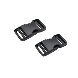 Plastic Side Release Buckle Clip for Luggage, Rucksack/Back Pack, Webbing Strap (25mm - 2 pack, Black)