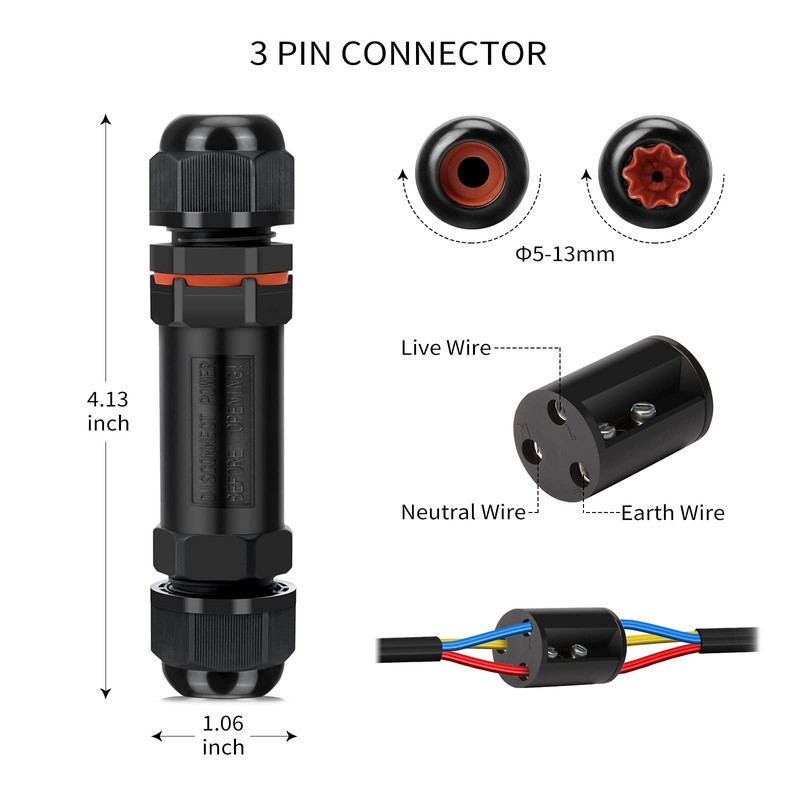 Elecoutek 6 x Cable Connectors Waterproof IP68 Connection Box Earth