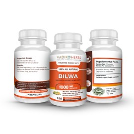 Vadik Herbs Certified Organic Bilwa (Bilva) | Bael Patra Powder | Aegle Marmelos | 180 vegicaps | Supports Proper Function of The Bowels and Promotes Healthy Stool Formation | Trusted Since 1971