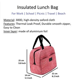 THEYIN smart shopping Insulated Lunch Bag for Women Men Water Resistant Thermal Leak Proof Tote Cooler Bag Box for Work Outdoor Picnic Travel Beach (Pink)