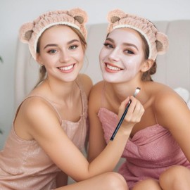 DOPENSPI Haarband Kosmetik für Make Up und Waschen, Süßes Make up Stirnband, Elastische Flauschige Gesichtskopfwickel für Frauen und Mädchen Damen Yoga, Sport, Hautpflege Kosmetik Dusche