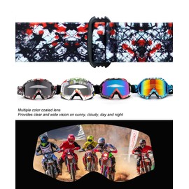 SPOSUNE Gafas de Motocross para Hombre, Mujer y Niños con Protección UV400, Antiarañazos, Acolchadas y Ajustables a Todos los Cascos de Motocicleta