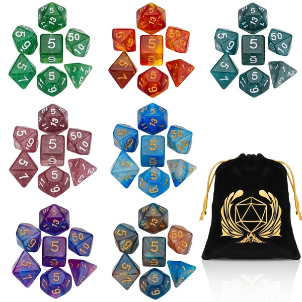 Coyeekn 7 x 7 DND Dice Set, (49 Pieces) Polyhedron