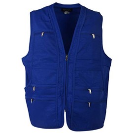 Beat The World Men's 9 Pockets Work Utility Vest Military Photo Safari Travel Vest (2XL, Royal Blue)