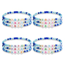 Ronglry 2024 Vote Bracelet Set for Women Men President Campaign Beaded Friendship Bracelets Bulk Jewelry for Event Gifts Election Party Favors-12pcs