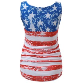 Bhome USA Flag Maternity Tank Top 4th of July Sleeveless Basic Layering Shirt Pregnancy Tshirt American Flag L