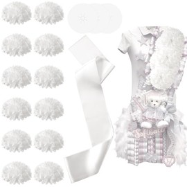 Suncalla 16 Pcs Homecoming Mum Supplies Set, Including 6.5'' Artificial Mum Flower 6'' Paper Disc Backer and White Satin Sash DIY Craft Kit for Back to School Homecoming Week Party Gift Decor