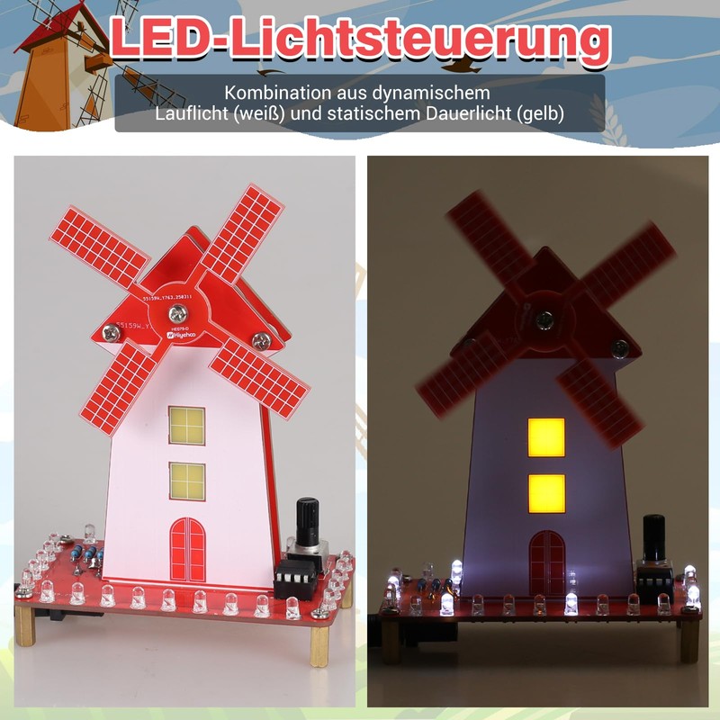 DIY Windmill Soldering Kit, ElektoLoter LED Windmill Electronic Construction Kit