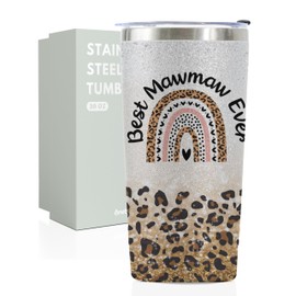 Onebttl Mawmaw Gifts from Granddaughter, Grandson, Insulated Stainless Steel Wine Tumbler with Lid and Straw, for Grandma on Mother's Day, Birthday, Christmas, Best Mawmaw Ever, Glitter Silver, 20 oz