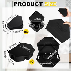 Qualirey 6 Pcs Rat Bait Station with Keys Include 4 Pcs Mice Station for Small Mouse and 2 for Rat, Reusable Rodent Trap Box, Keeps Pets and Children Safe Indoor & Outdoor, Bait Not Included