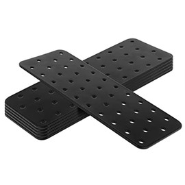 6 PCS Black Tie Plate Bracket Length 8¼", Width 3⅛" Steel Joint Thickness 1.9mm, Flat Mending Repair Plate Corner Brace for Wood Shelves, Furniture, Cabinet