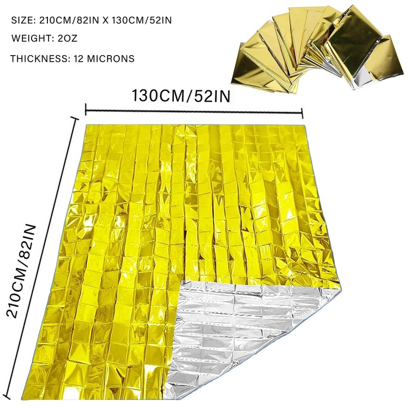 MIXIAO Emergency Foil Thermal Blanket Gold (Pack of 6) Individually
