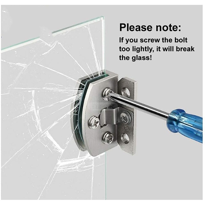 [2 Pieces] Cabinet Glass Door Hinges 90-Degree Frameless Glass Door