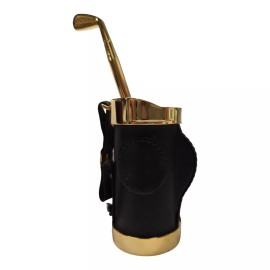 Golf Bag Pen Holder With Gold Tone Golf Club Iron Pen
