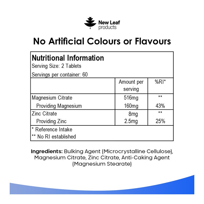 New Leaf Products Magnesium & Zinc Tablets