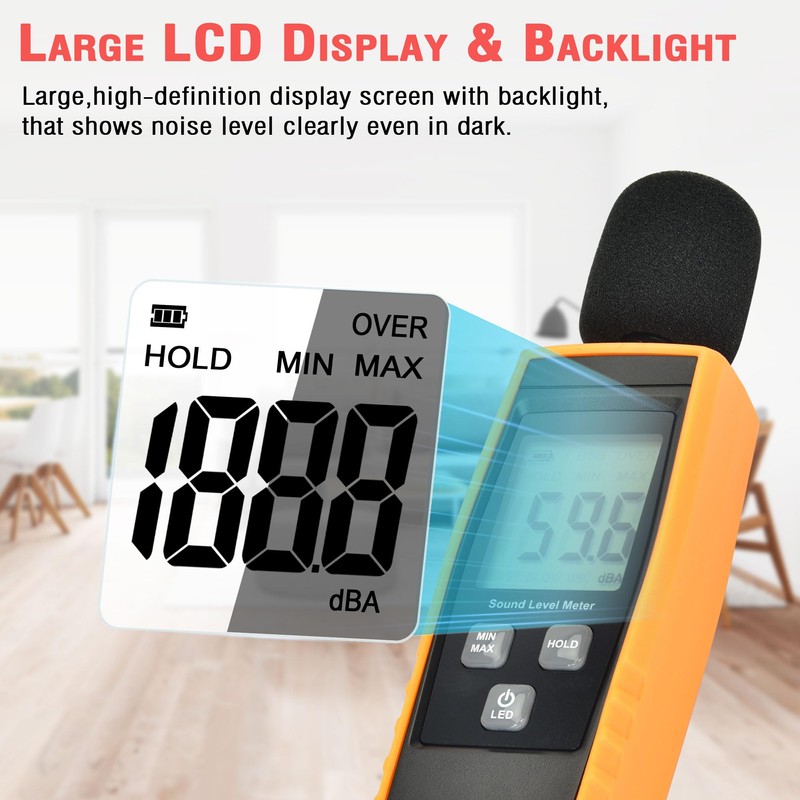 Hand-Held Sound Level Meter,V·RESOURCING 30~130 dB Decibel Noise Measurement Tester