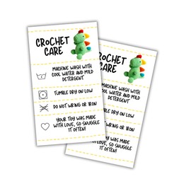 Crochet Care Instruction Cards | 50pk 2x3.5” RAOK Random Acts of Kindness Yarn Plush Doll Scarf Template Loaf Pattern DIY Crafters Knitting