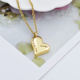 Forever in My Heart Cremation Jewelry for Human Ashes Dad/Mom/Grandpa/Grandma Keepsake Urn Necklace 316L Stainless Steel Memorial Ash Jewellery (G-GP)