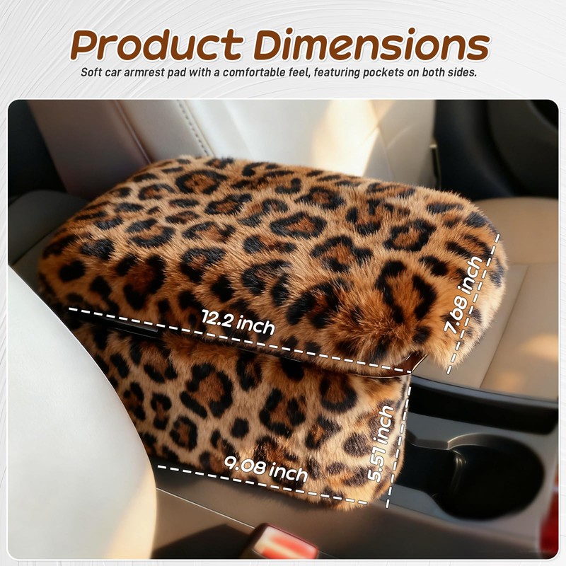 Fluffy Car Armrest Cover with Side Pockets – Plush Fuzzy