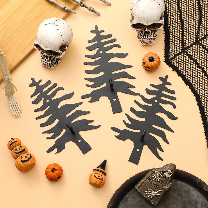 Otoolling 3 Pcs Black Tree Coat Hook Metal Wall Mount