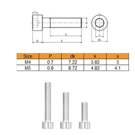 binifiMux 6pcs M5 x 180mm - 0.8mm Pitch Extra Long Hex Socket Cap Bolts Screws 304 Stainless Steel