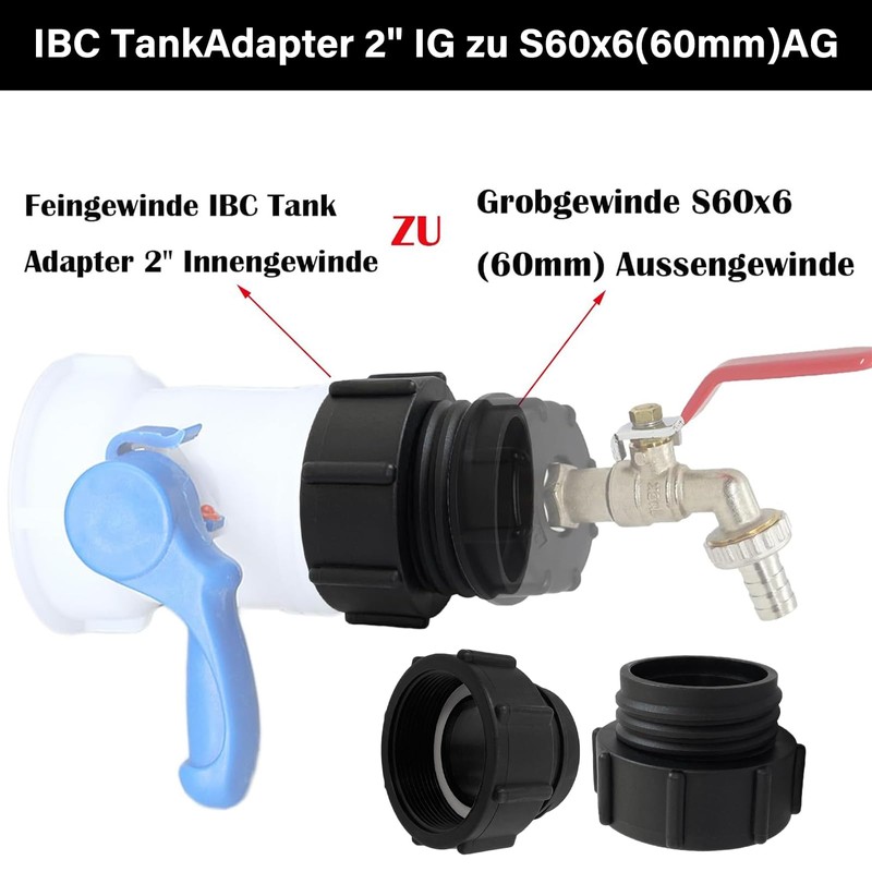 Sprießen IBC Adaptor 2 Inch Fine Thread to S60 x