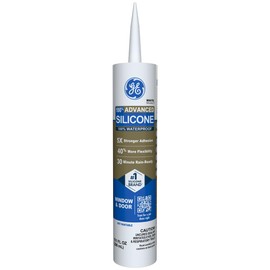 GE Advanced Silicone Caulk for Window & Door, White, 10 fl oz Cartridge, 1 Pack - 100% Waterproof Silicone Sealant, 5X Stronger Adhesion, Shrink & Crack Proof