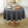 meioro Round Tablecloth Solid Color Tablecloths Tassel Table Cover Cotton