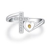 Suiknsn Cross Ring for Women 925 Sterling Silver Mustard Seed