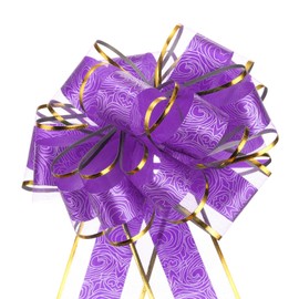 MECCANIXITY 10pcs 6 Inch Large Pull Bow Gift Wrapping Bows Ribbon Organza Purple for Wedding Baskets Presents Christmas Valentine's Day Party