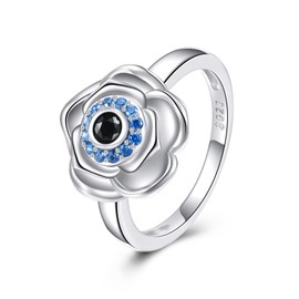 Rose Flower Ring for Women Sterling Silver Evil Eye Jewelry Gifts for Lover (Rose-7)
