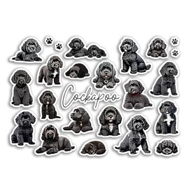 A5 Sticker Sheet Black Cockapoo Vinyl Stickers - Dogs Puppy Cavapoo Pets Breed Animals Scrapbooking Label Friend Girls Boys Aesthetic #81512