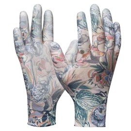 Gebol Miss Flower | 1 Pair | Size 7/S | Gardening Gloves with Flower Pattern | Transparent Coating | Good Fit | Work Gloves for Women | Colourful