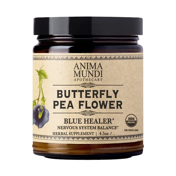 Anima Mundi Apothecary Butterfly Pea Flower Powder - Organic Blue Healer Nervous System Support - for Tea or Combine with Epsom Salts in a Bath for Relaxing Properties (4.5 oz)
