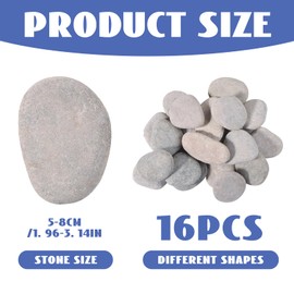 Mein HERZ Stones for Painting, 16 Pieces Flat Stones for Painting, 5-8 cm Large Pebbles Smooth River Pebbles Smooth Craft Pebbles for Colourful Painting & Decoration and Aquariums