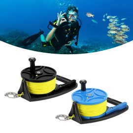 plplaaoo Diving Reels, Anchor Rope Spool, Finger Reel, Multi-Purpose with Clip, 83 m Wire, Harpoon Reel, Harpoon for Spearfishing with Reel, Paracord Winder for Cave Exile Diving (Blue Wheel), Diving