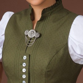 Alpenflüstern Antique Silver Tone Deer Coin Blouse Brooch API096, Metal, rhinestone, Without Stone