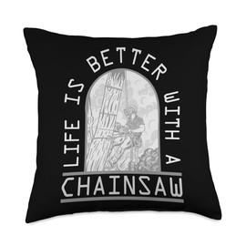Chainsaw Electrics Tools Wood Woodwork Logging Lumberjack Throw Pillow, 18x18, Multicolor