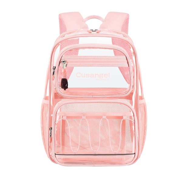 Cusangel Clear Pink backpack For Girls,daily School heavy duty tpu