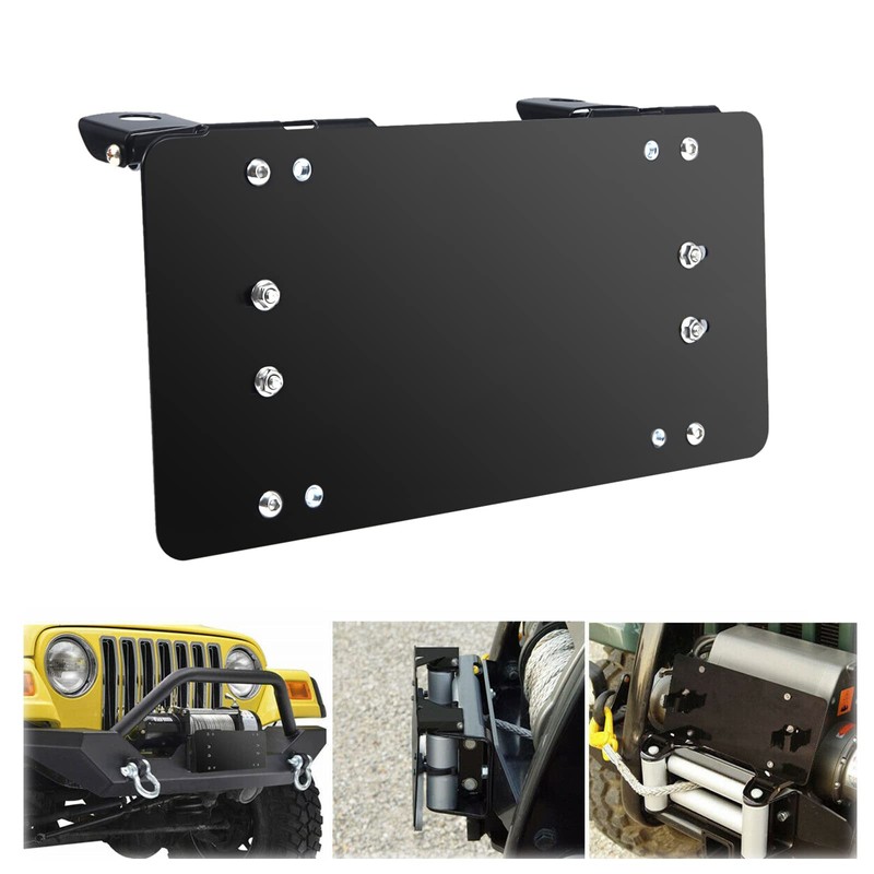 Samlight License Plate Bracket 8 3/4 Inch Flip-Up Winch Roller