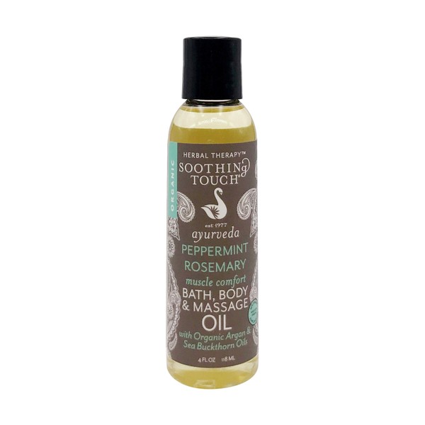 Soothing Touch Peppermint Rosemary Organic Bath, Body & Massage Oil, 4 Fl Oz