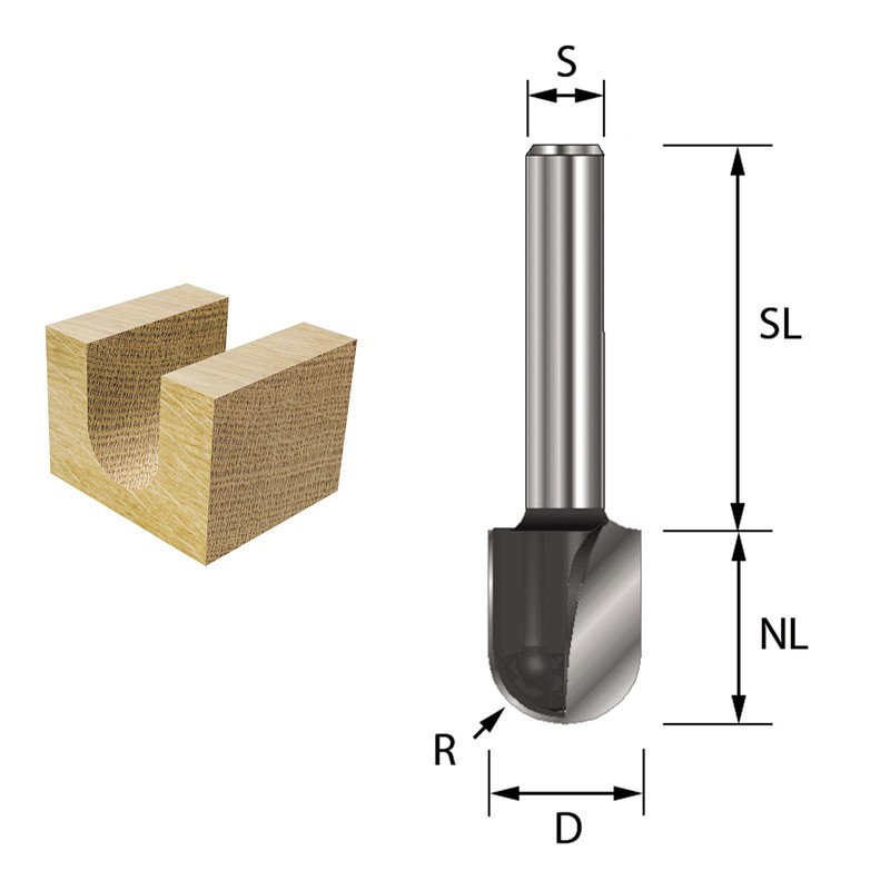 ENT Round Nose Grooving Cutter TC Shank (C) 8 mm,