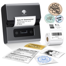 Phomemo M221 Label Maker, New Upgraded 3 Inch Bluetooth Thermal, Easier & More Stable, for Product, Address, Barcode, Small Business, Portable Label Printer DIY on Phone/PC, Space Gray,+100 Labels