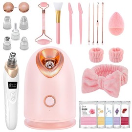 Pjordo Facial Steamer Spa Kit with 7 Skin Care Tools Blackhead Remover Tool Nano Ionic Face Steamer for Deep Cleaning Unclogs Pores Home Skin Care Pore Cleaner Blackhead Beauty Skin