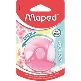 Maped - Zenoa Plus Eraser - Round White Eraser with Protective Case 180° Rotatable - Phthalate Free - PVC Free - Pastel Pink